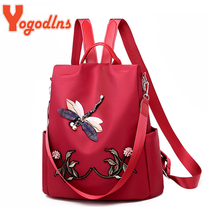 Laptop Bag Waterproof - Yogodlns Fashion Embroidery Backpack Women Waterproof