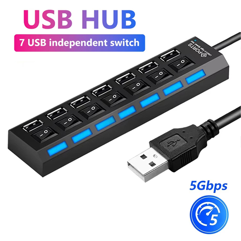 7 Port USB 2.0 Hub Splitter Fo - огляд і ціна Laptop Office Accessories